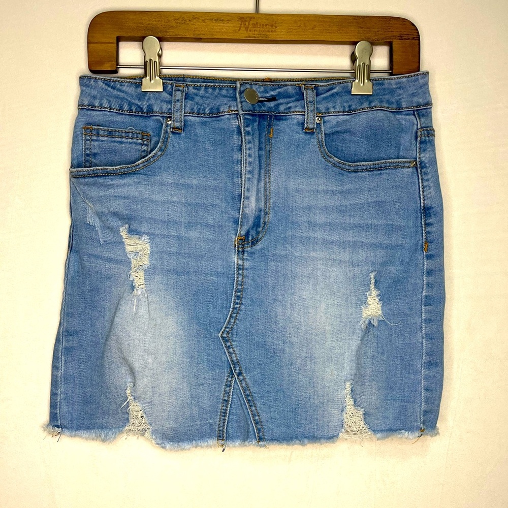 Denim Blvd Distressed Denim Vintage Y2K Grunge Skirt Women’s Size Medium